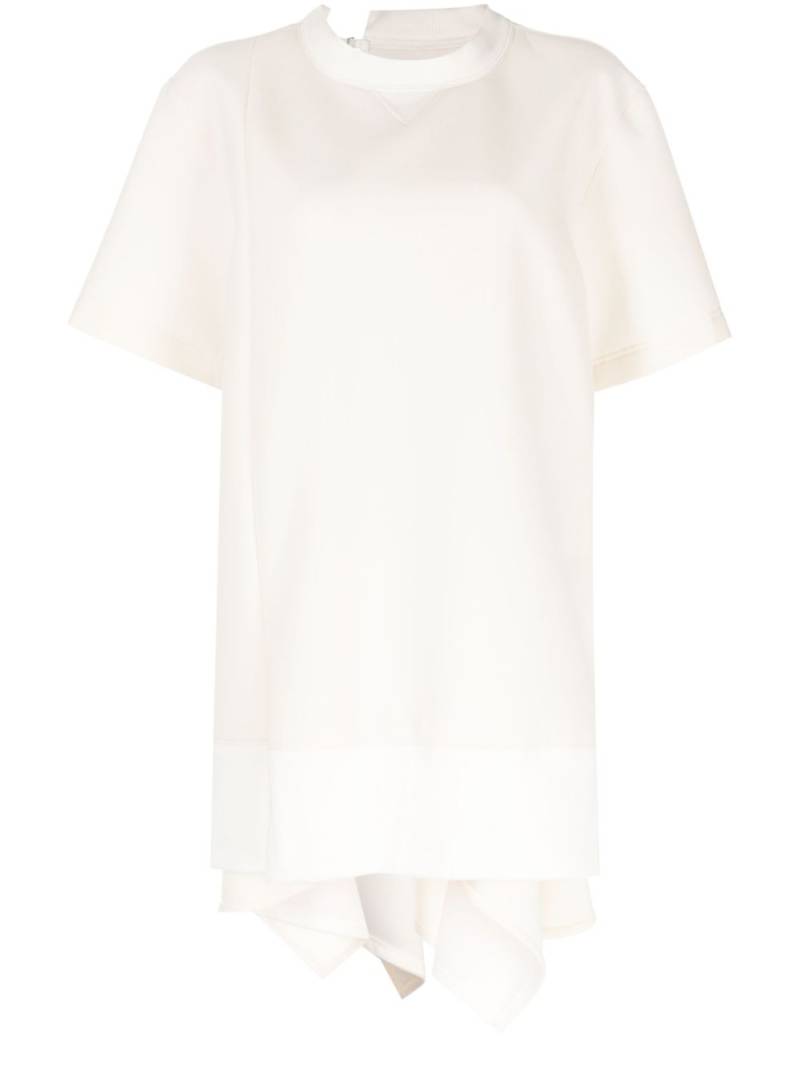 sacai draped-detail round-neck minidress - Neutrals von sacai