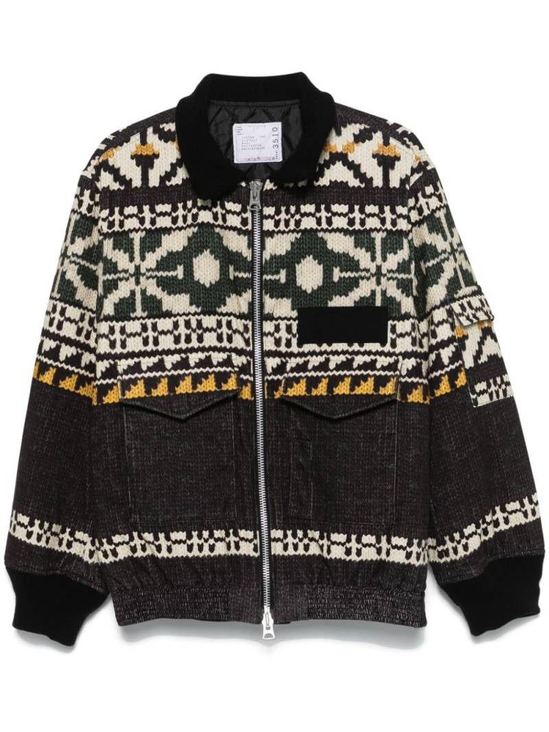 sacai fair isle-print jacket - Neutrals von sacai