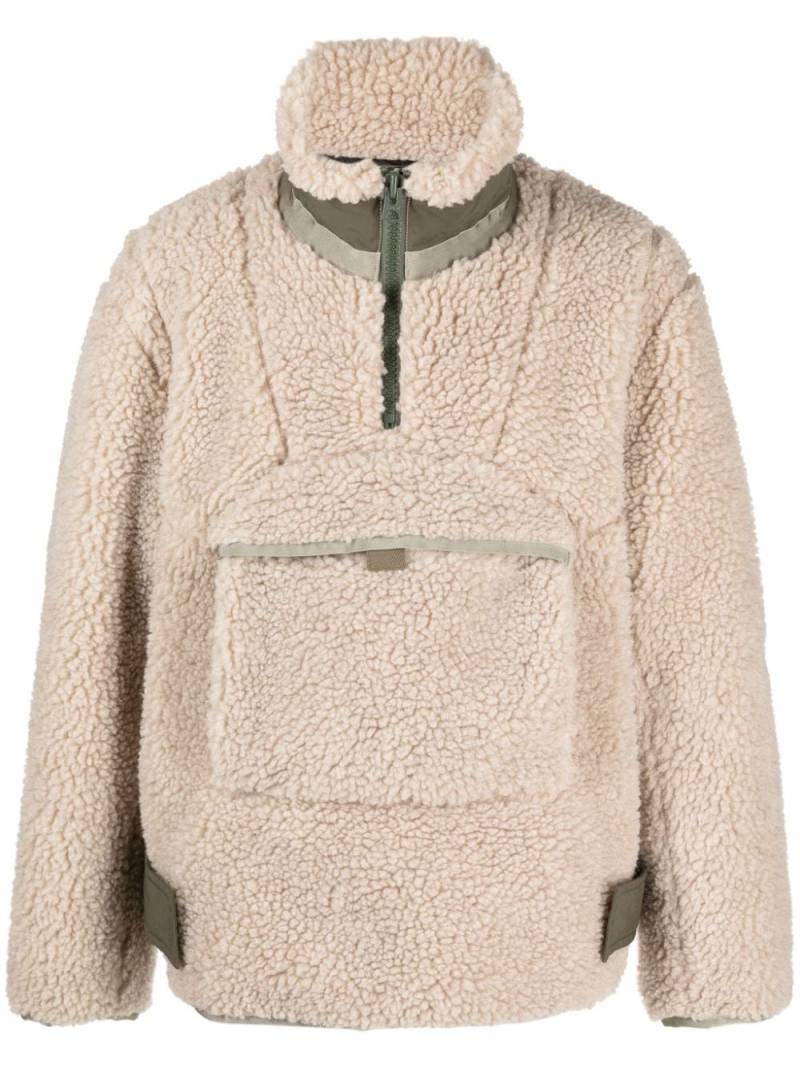 sacai faux-shearling zip-pocket sweatshirt - Neutrals von sacai