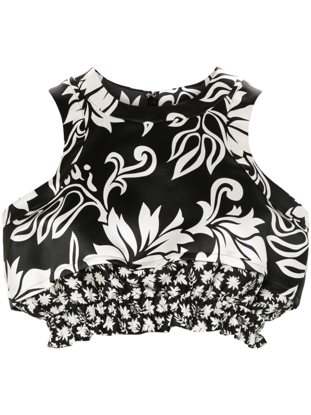 sacai floral-print cropped top - Black von sacai