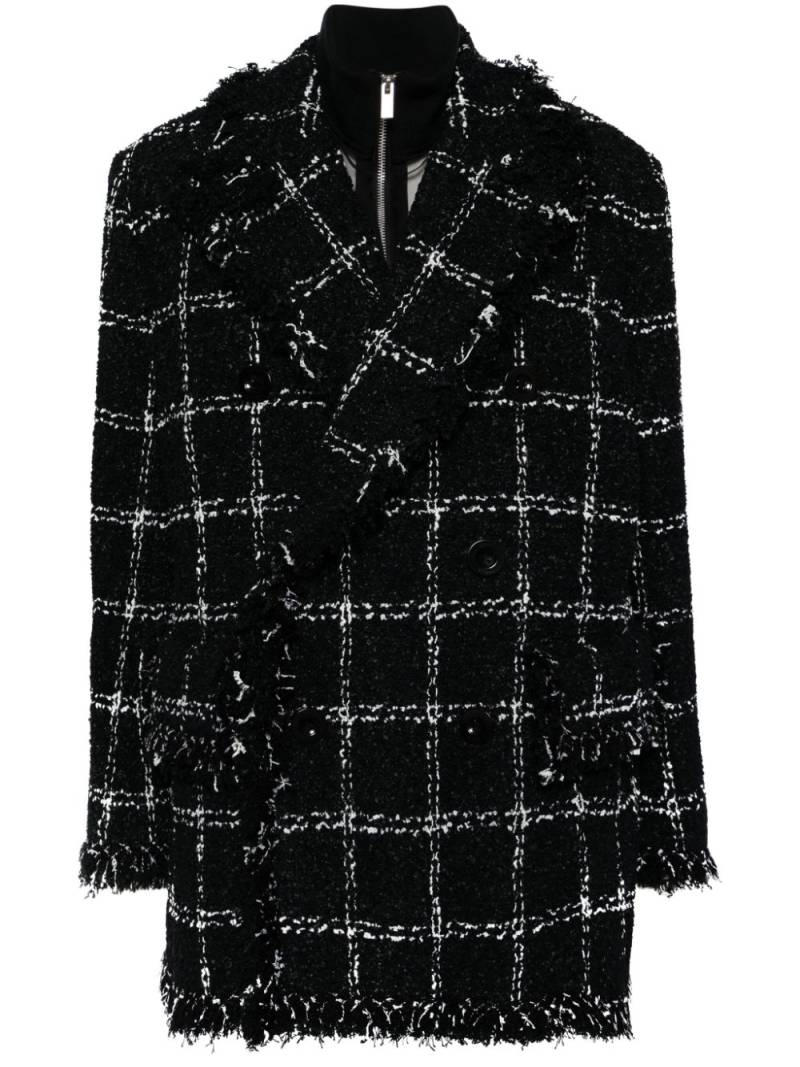 sacai fringed-edge tweed jacket - Black von sacai