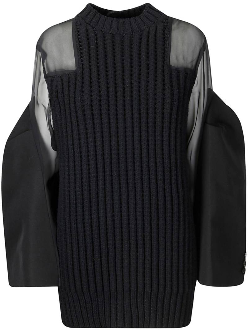 sacai knitted chiffon dress - Black von sacai