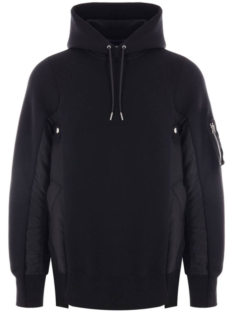 sacai layered-design cotton-blend hoodie - Black von sacai