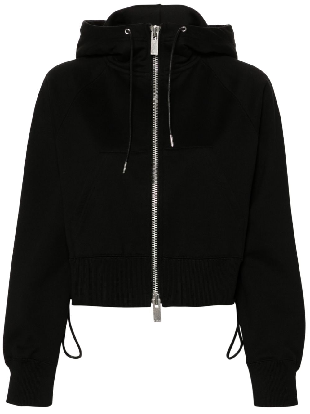 sacai logo-appliqué cropped hoodie - Black von sacai