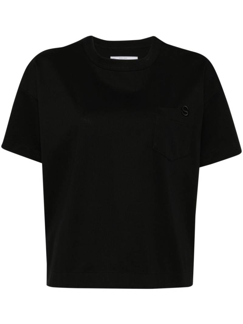 sacai logo-embroidered cotton T-shirt - Black von sacai