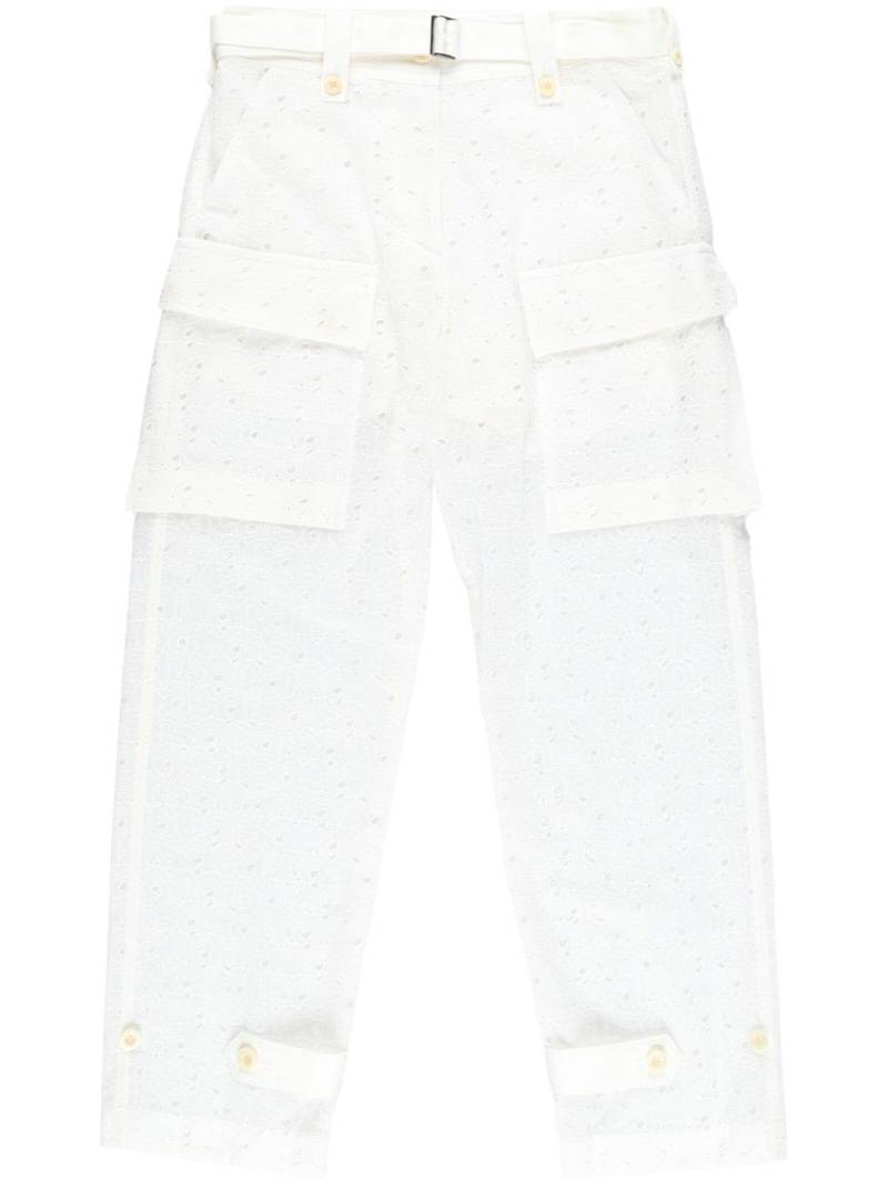 sacai logo-embroidery trousers - White von sacai