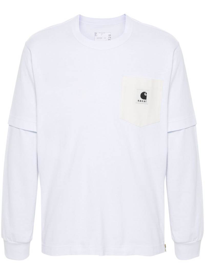 sacai logo-patch longsleeved T-shirt - White von sacai