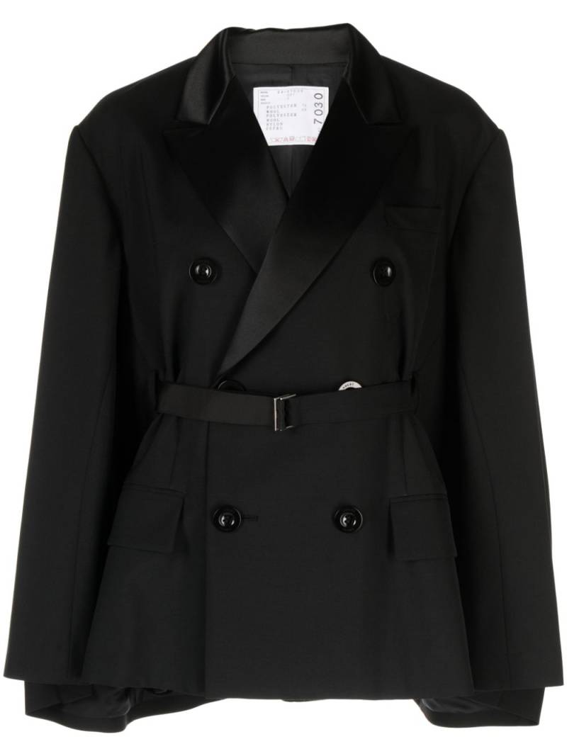 sacai notched-lapels wool-blend blazer - Black von sacai