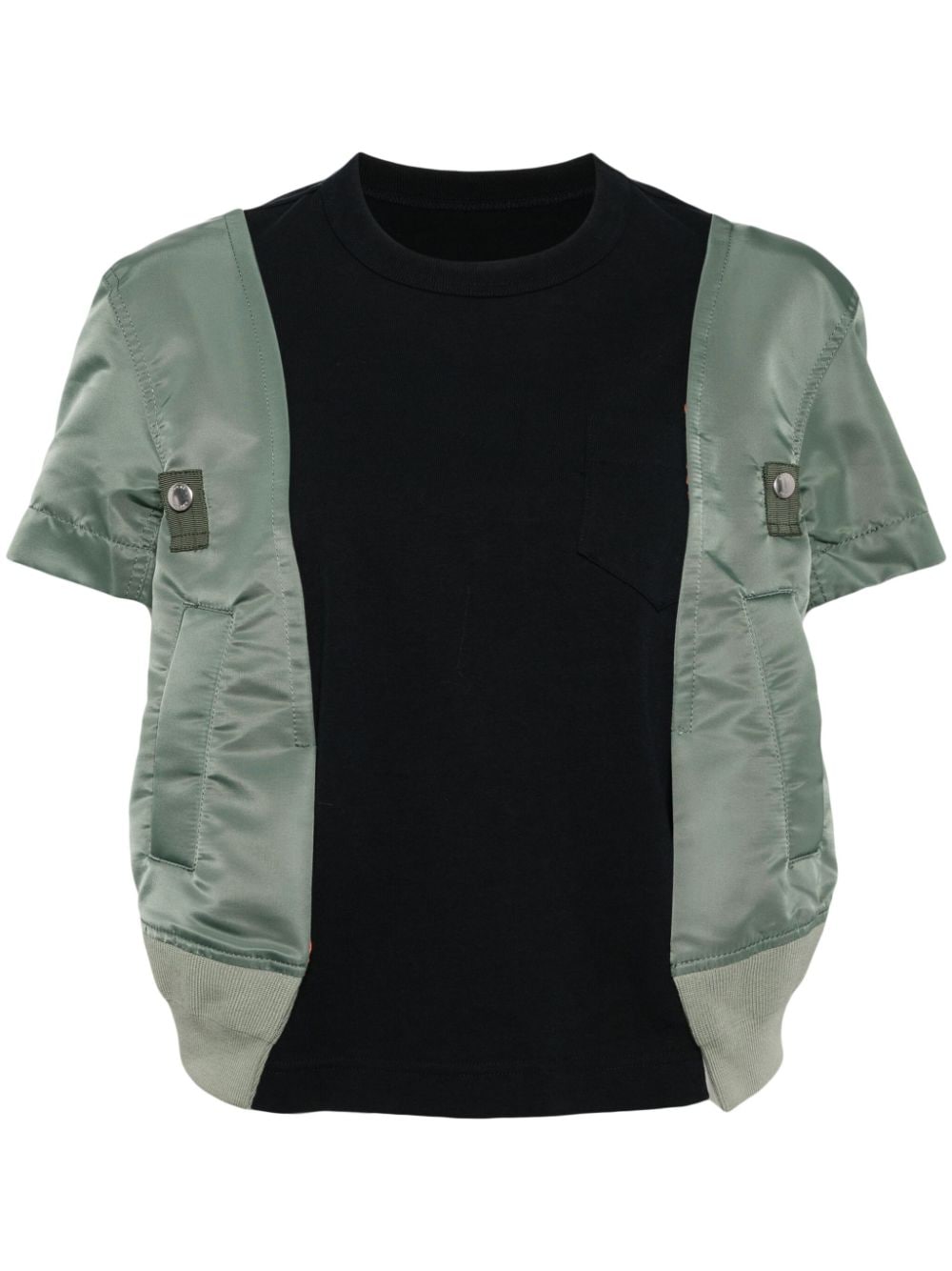 sacai nylon twill x cotton jersey T-shirt - Green von sacai