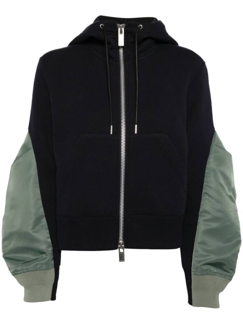 sacai nylon twill x sponge sweat hoodie - Blue von sacai