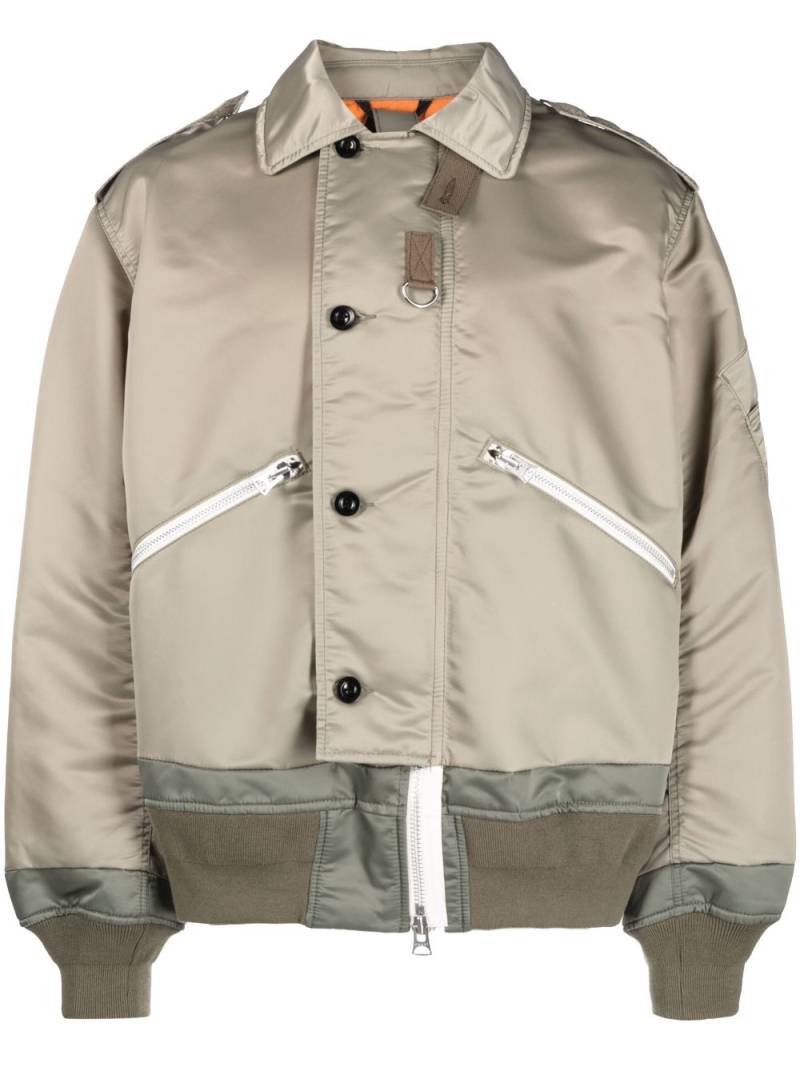 sacai off-centre button-fastening bomber jacket - Green von sacai