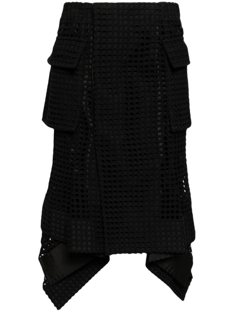 sacai open-knit asymmetric skirt - Black von sacai