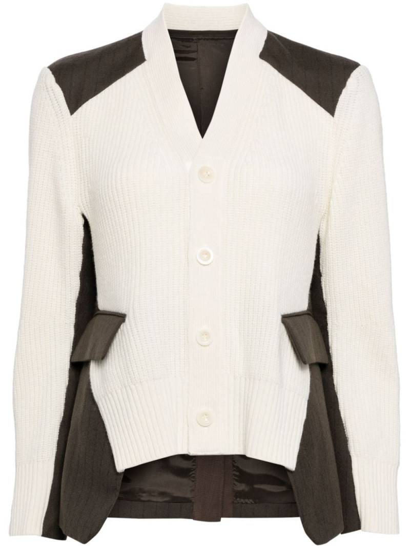 sacai panelled cardigan - Neutrals von sacai