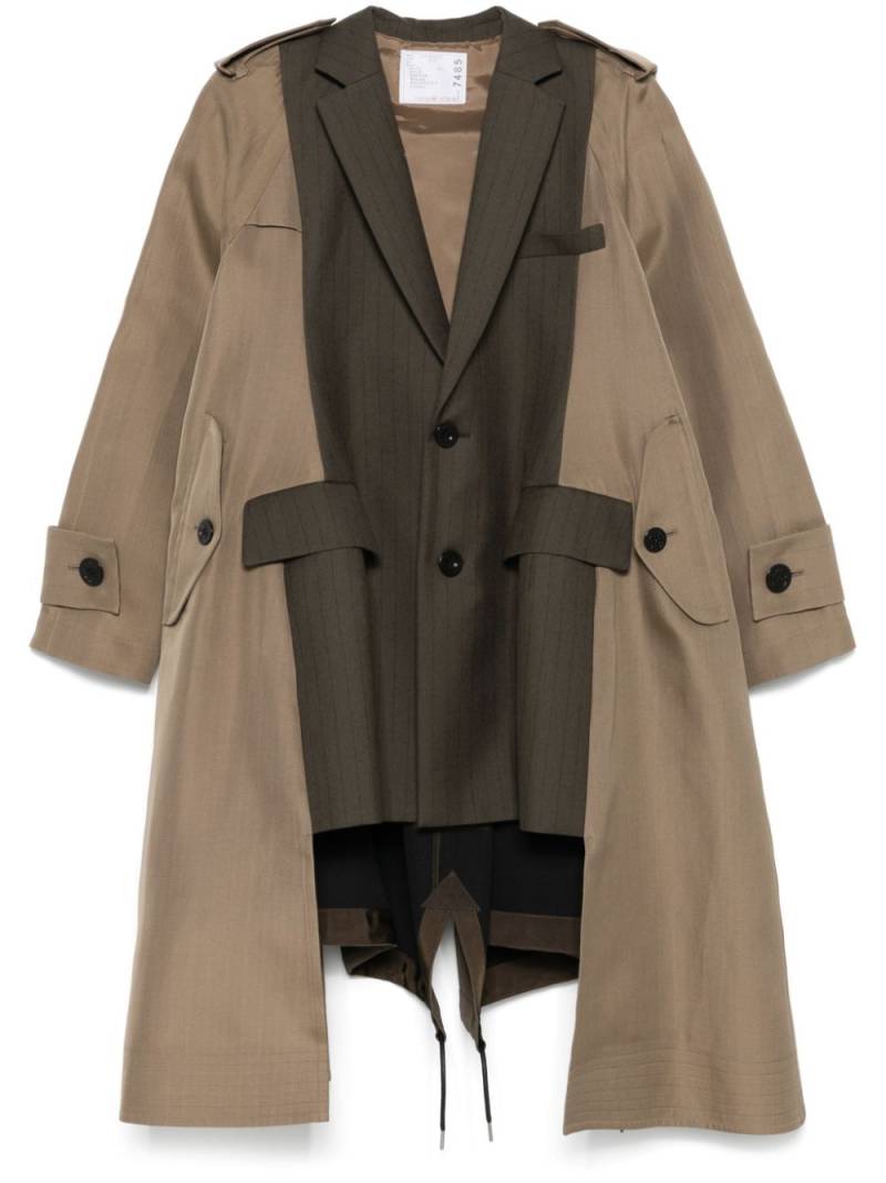 sacai panelled-design trench coat - Brown von sacai