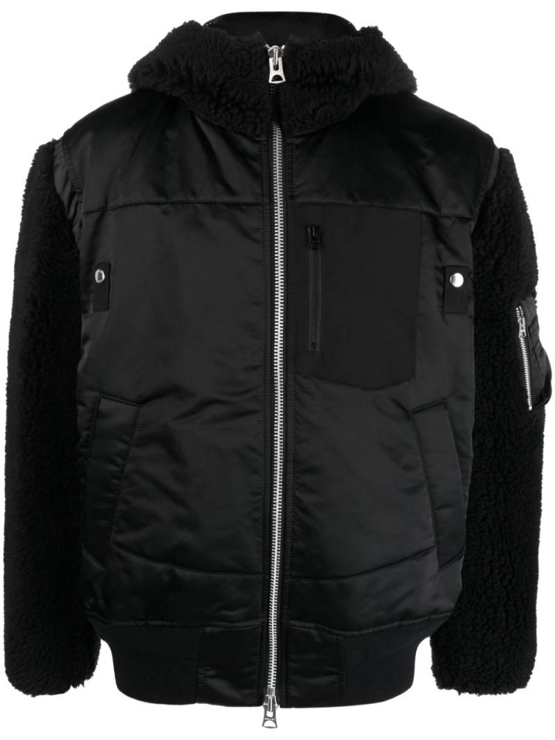 sacai panelled zip-up hooded jacket - Black von sacai