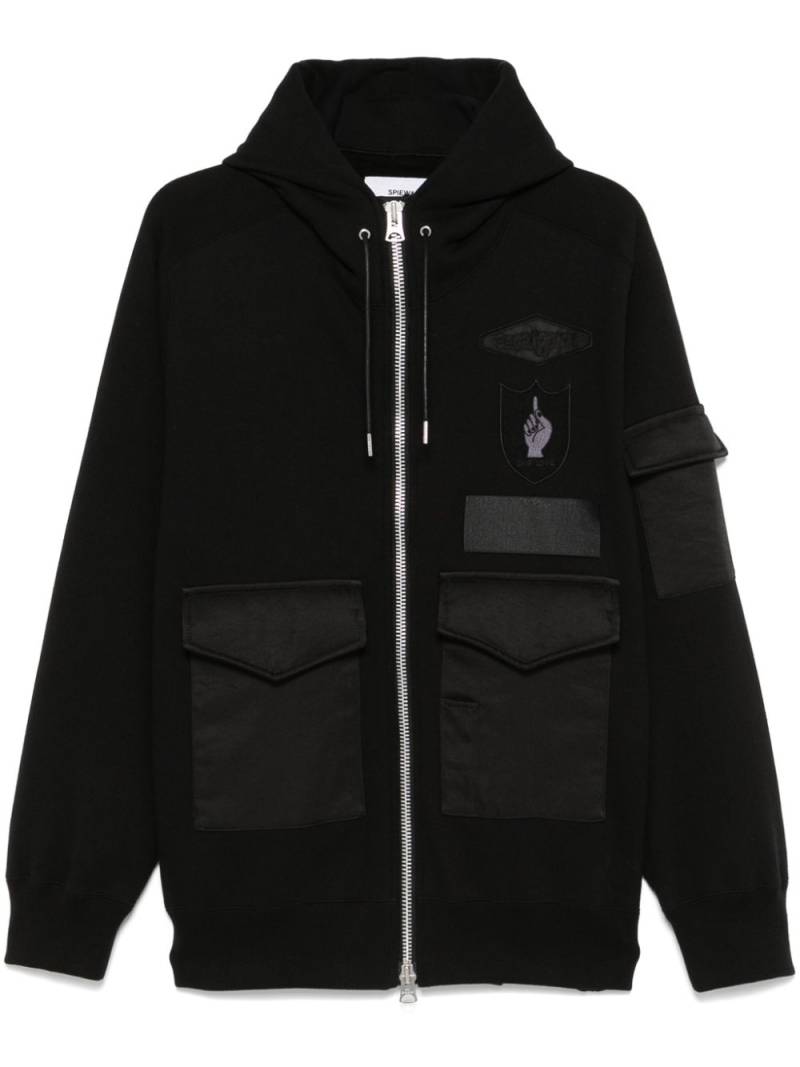 sacai patch zip-up detail - Black von sacai