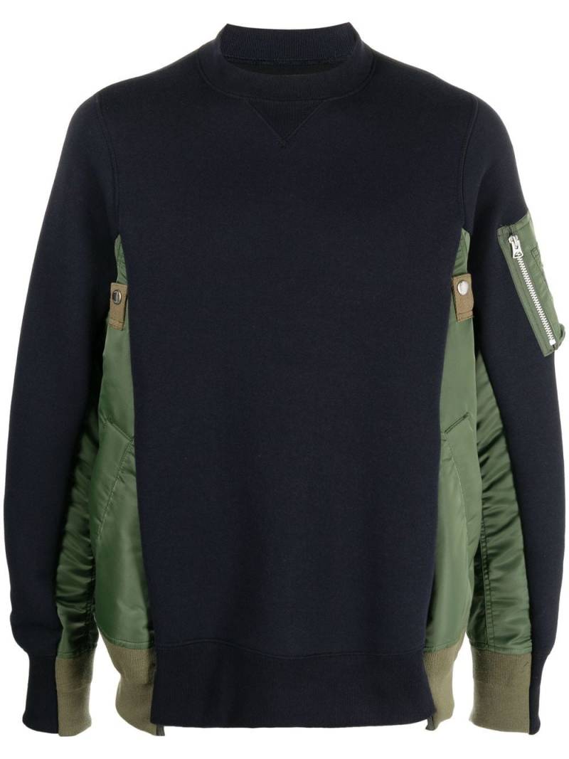 sacai patchwork crew neck sweatshirt - Blue von sacai