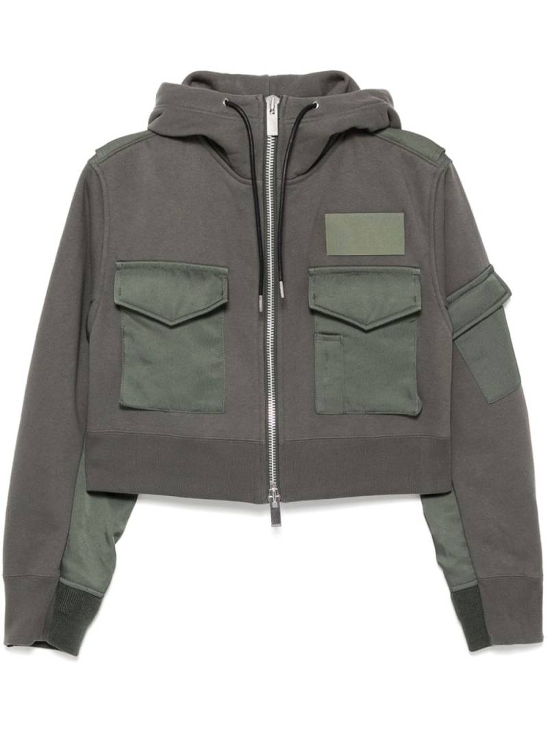 sacai patchwork design cropped jacket - Green von sacai