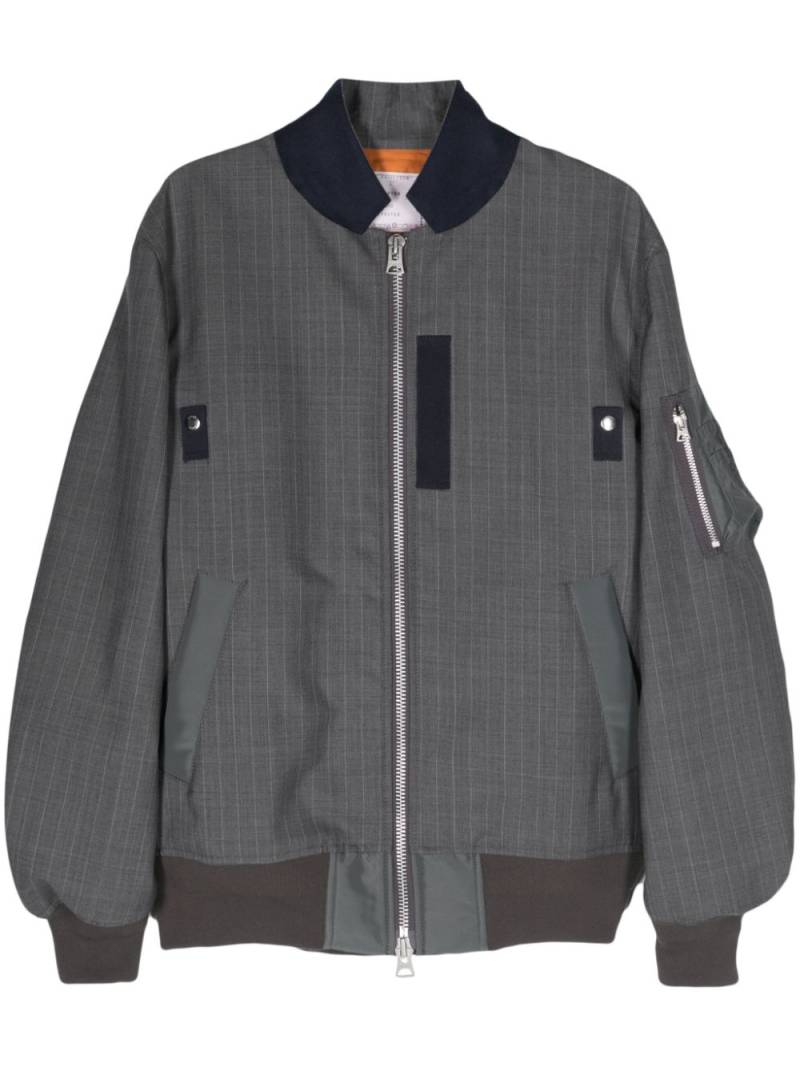 sacai pinstriped baseball-collar bomber jacket - Grey von sacai