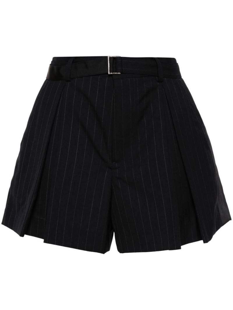 sacai pinstriped belted shorts - Blue von sacai