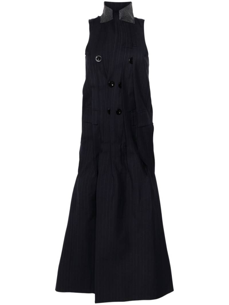 sacai pinstriped pleated maxi dress - Black von sacai