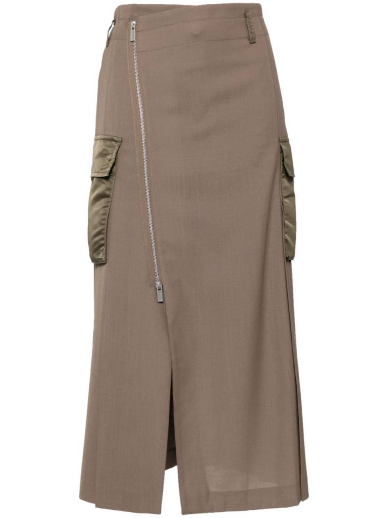 sacai pleated detailing skirt - Brown von sacai