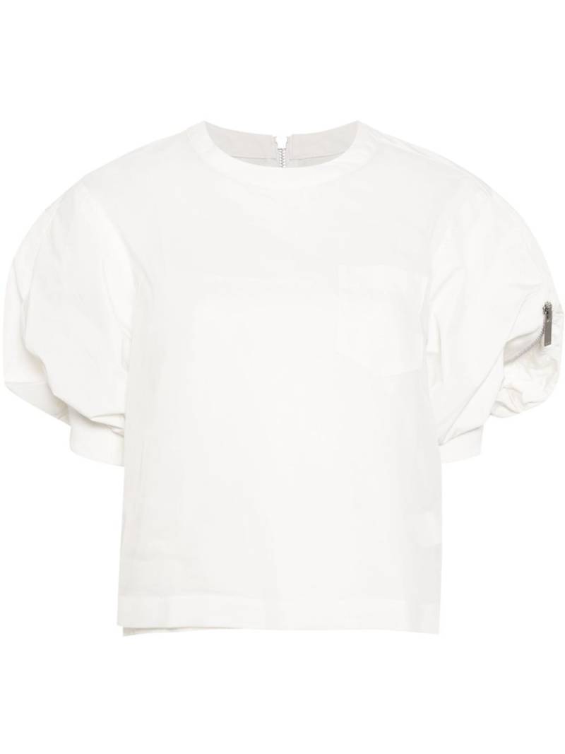 sacai puff-sleeved panelled blouse - White von sacai