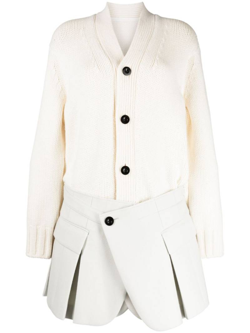 sacai ribbed cardigan minidress - White von sacai