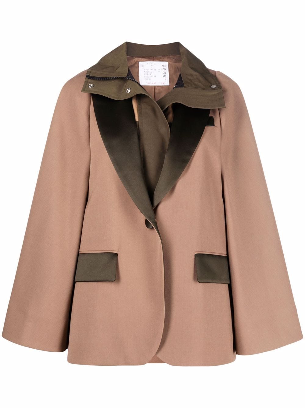 sacai single breasted cape-sleeve jacket - Neutrals von sacai