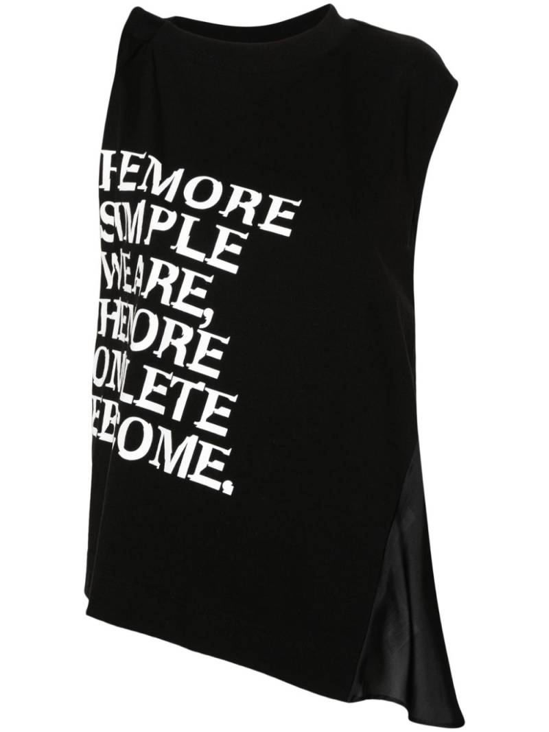 sacai slogan-print top - Black von sacai