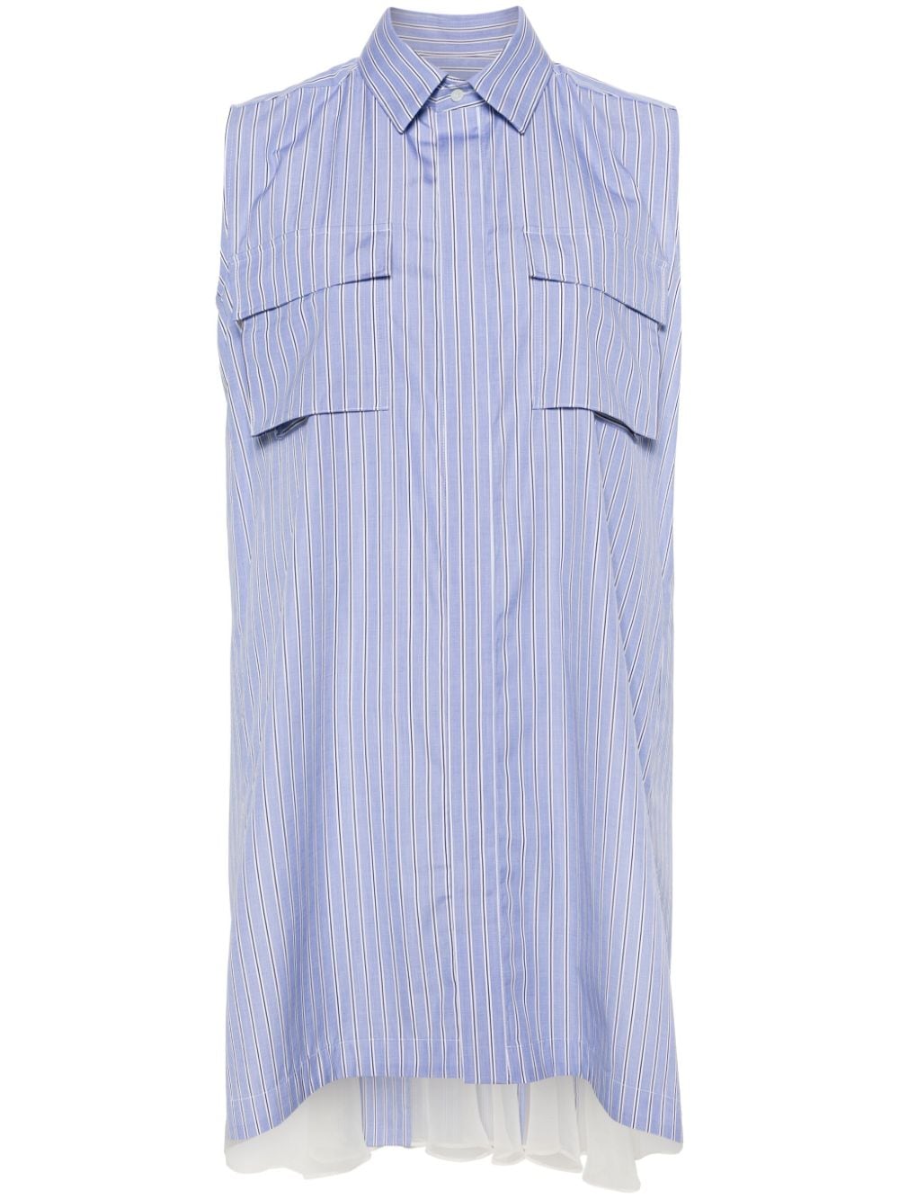 sacai striped sleeveless shirtdress - Blue von sacai