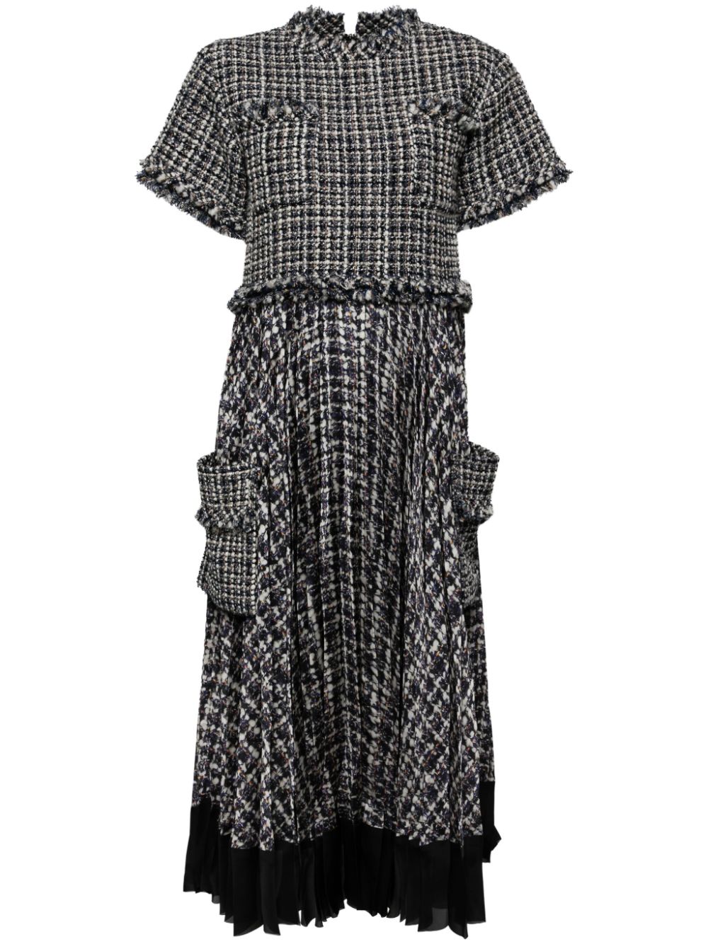 sacai tweed pleated dress - Blue von sacai