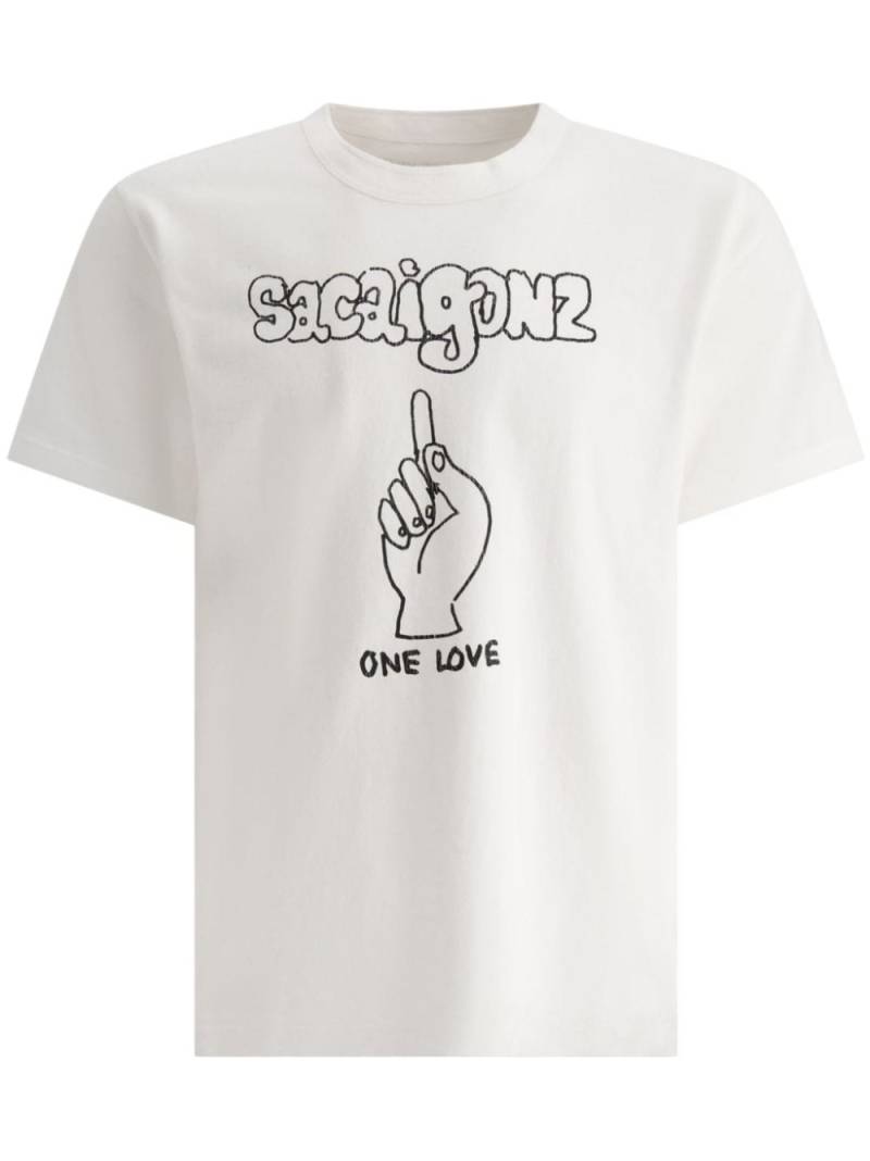 sacai x Gonz logo-print T-shirt - White von sacai