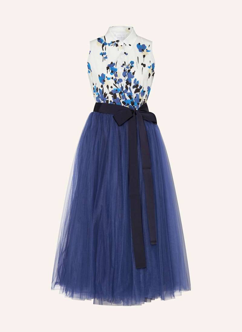 Sara Roka Kleid Im Materialmix blau von sara roka