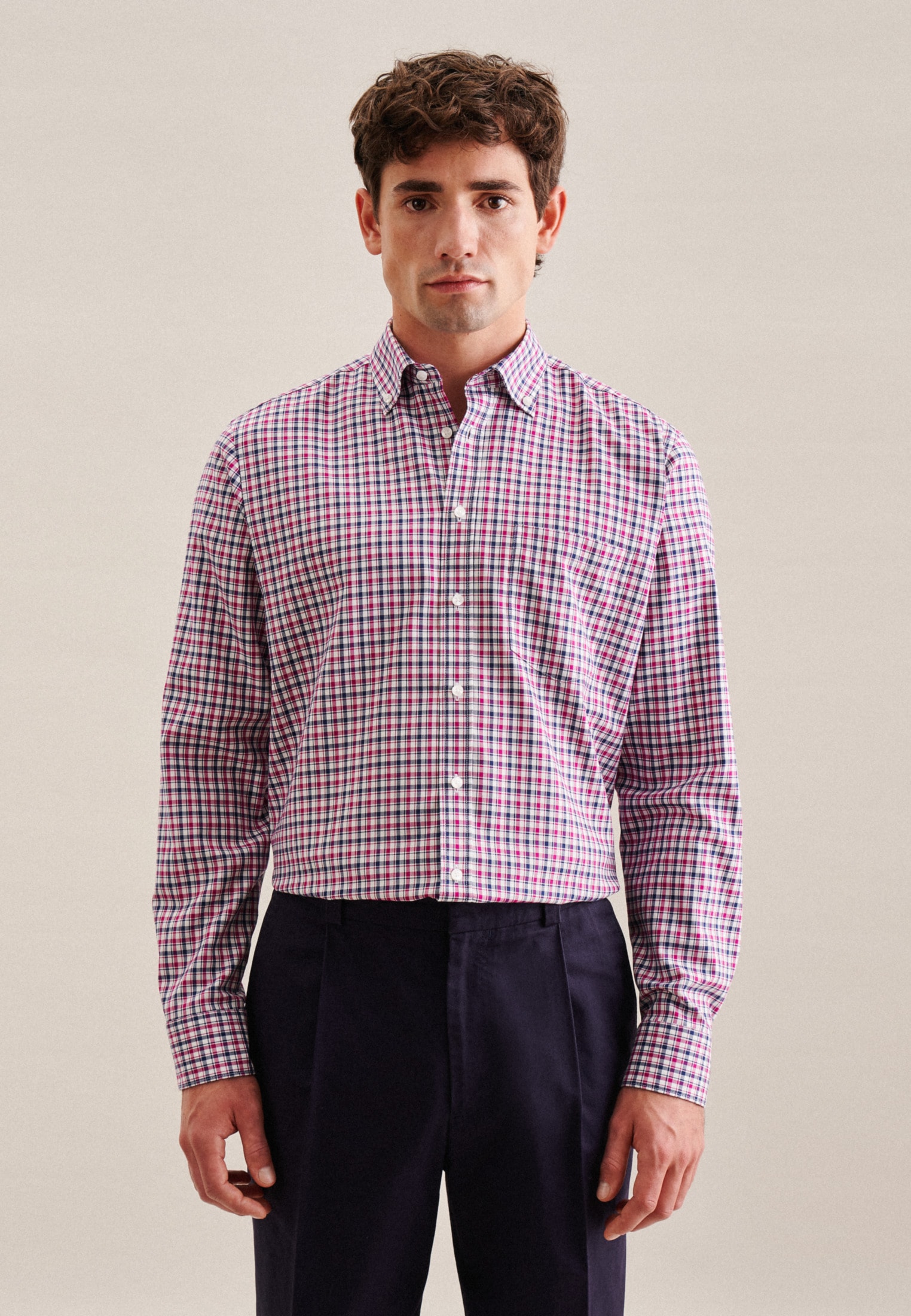 seidensticker Businesshemd »Regular«, Regular Langarm Button-Down-Kragen Karo seidensticker Businesshemd »Regular«, Regular Langarm Button-Down-Kragen Karo von seidensticker