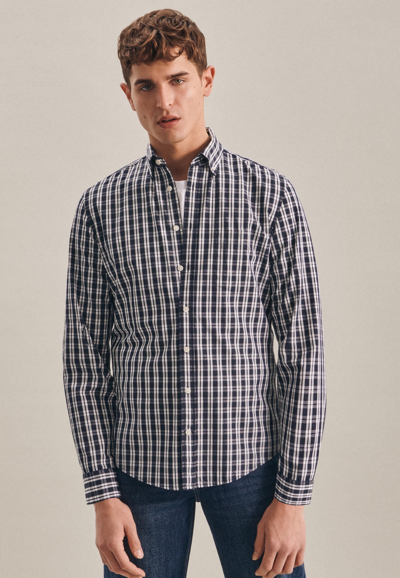 seidensticker Businesshemd »Slim«, Slim Langarm Button-Down-Kragen Karo seidensticker Businesshemd »Slim«, Slim Langarm Button-Down-Kragen Karo von seidensticker