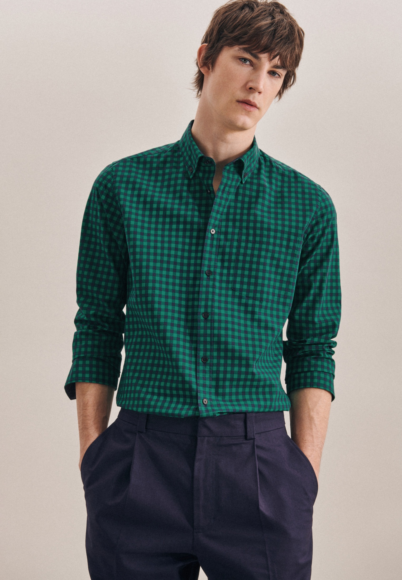 seidensticker Businesshemd »Slim«, Slim Langarm Button-Down-Kragen Karo seidensticker Businesshemd »Slim«, Slim Langarm Button-Down-Kragen Karo von seidensticker