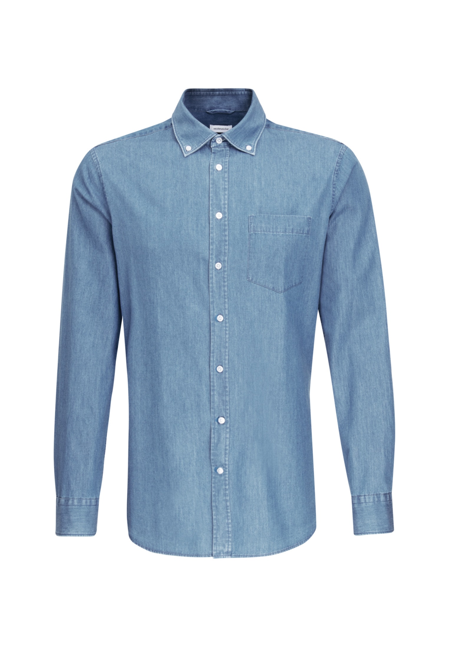 seidensticker Jeanshemd »Slim«, Slim Langarm Button-Down-Kragen Uni von seidensticker