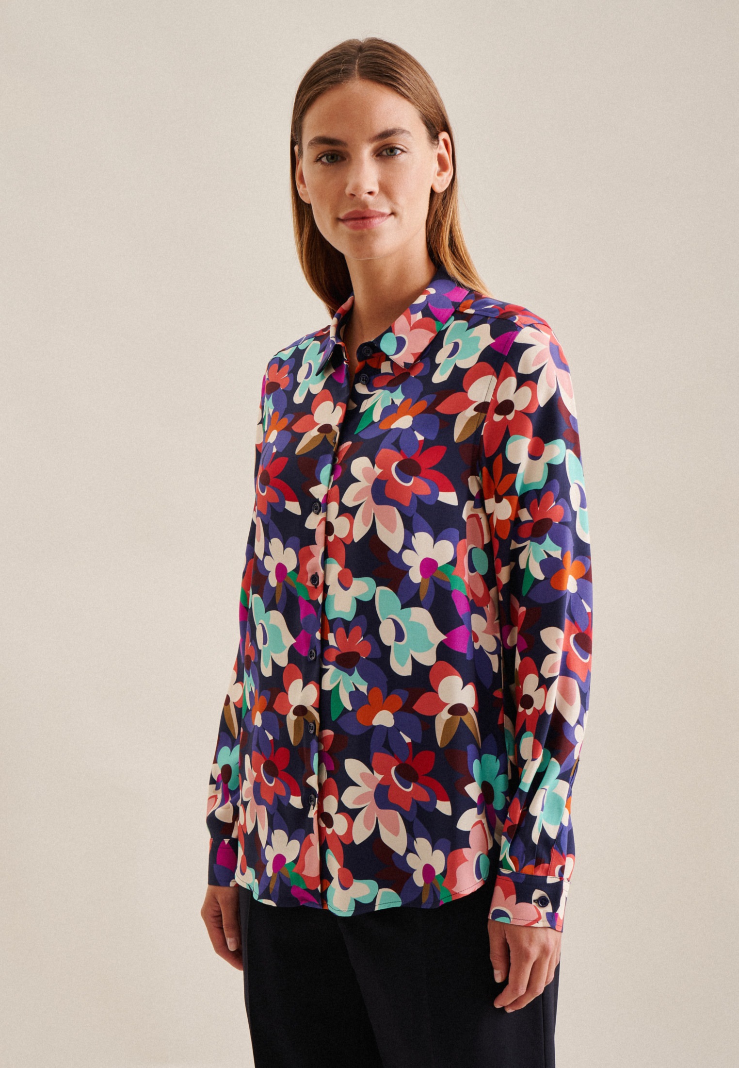 seidensticker Hemdbluse »Schwarze Rose«, Langarm Kragen Druck seidensticker Hemdbluse »Schwarze Rose«, Langarm Kragen Druck von seidensticker