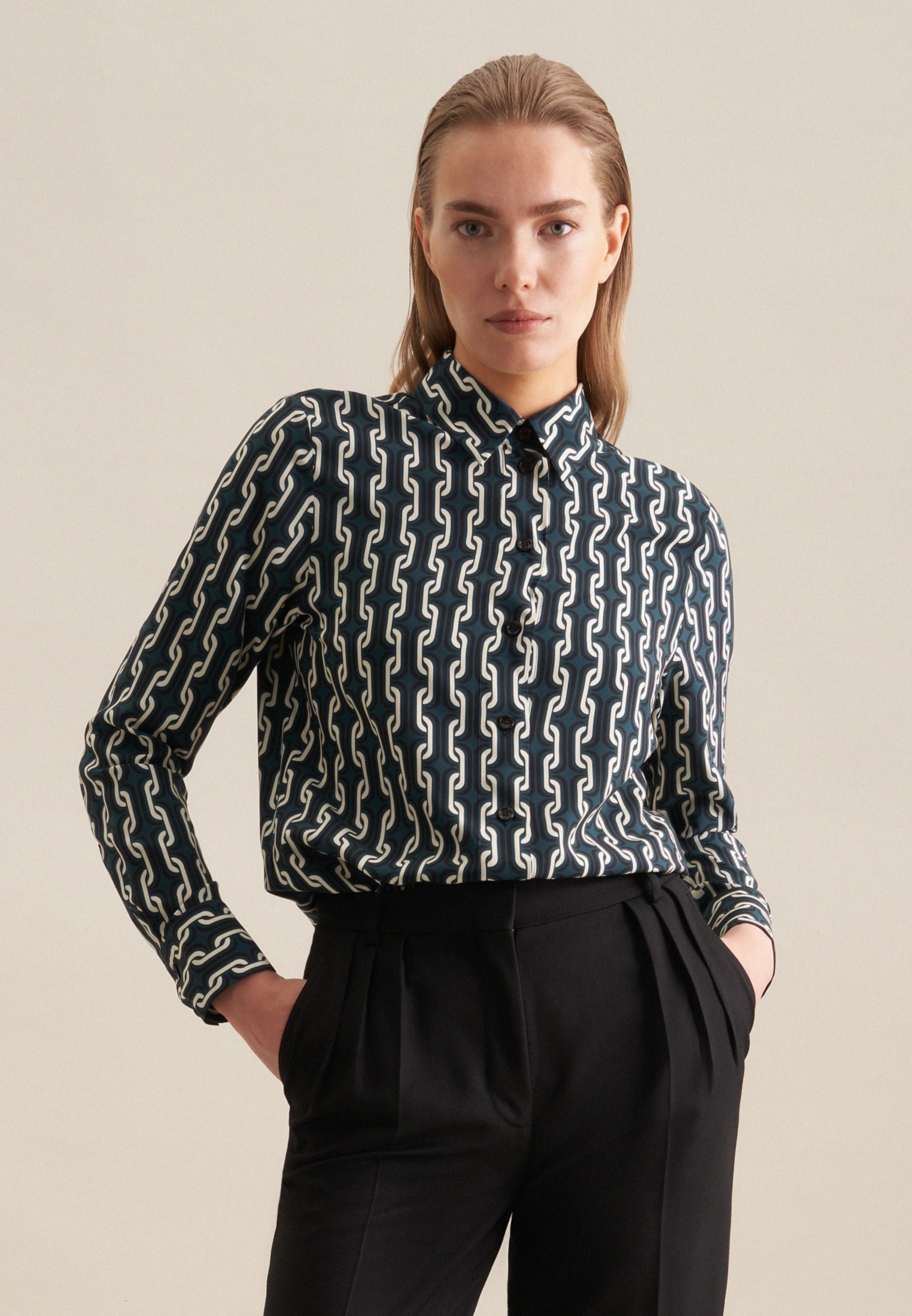 seidensticker Hemdbluse »Schwarze Rose«, Langarm Kragen Druck seidensticker Hemdbluse »Schwarze Rose«, Langarm Kragen Druck von seidensticker