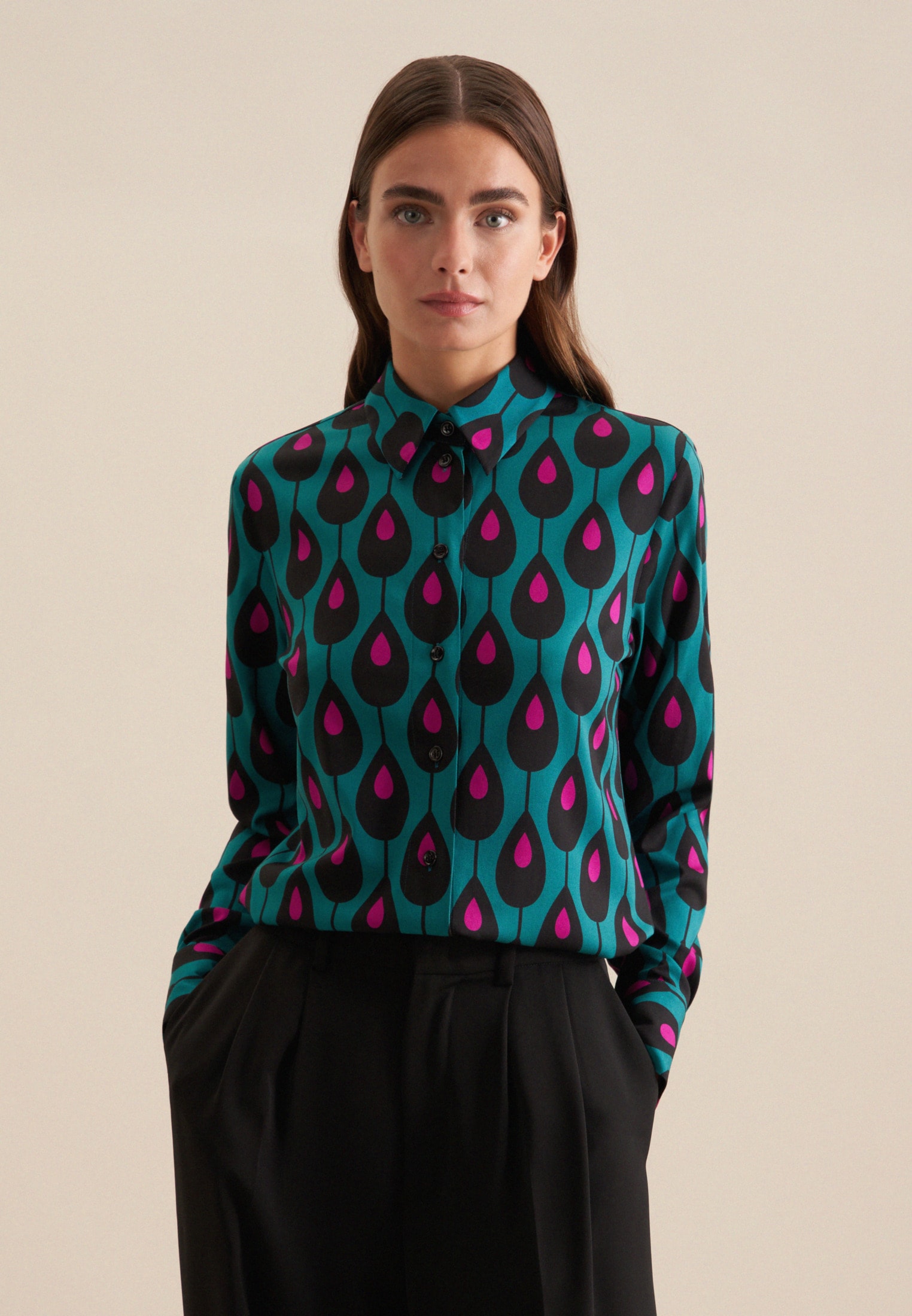 seidensticker Hemdbluse »Schwarze Rose«, Langarm Kragen Druck seidensticker Hemdbluse »Schwarze Rose«, Langarm Kragen Druck von seidensticker