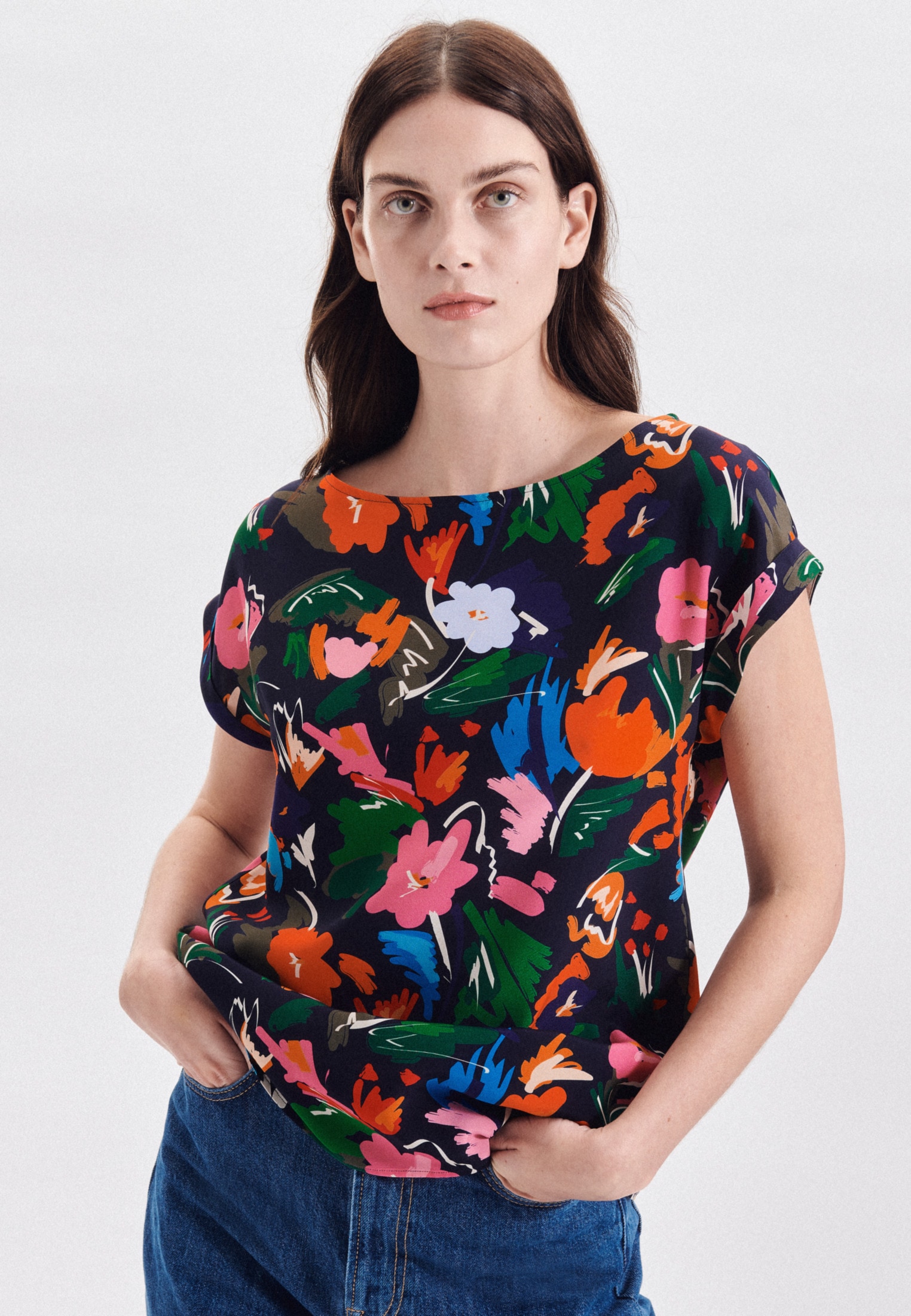 seidensticker Shirtbluse »Schwarze Rose«, Kurzarm Rundhals Floral seidensticker Shirtbluse »Schwarze Rose«, Kurzarm Rundhals Floral von seidensticker