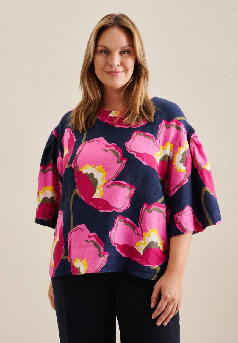 seidensticker Shirtbluse »Schwarze Rose«, Kurzarm Rundhals Floral von seidensticker