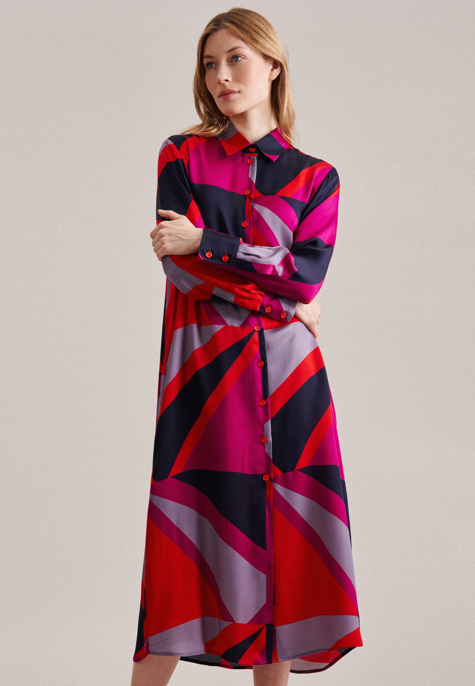 seidensticker Sommerkleid »Schwarze Rose«, Langarm Kragen Druck seidensticker Sommerkleid »Schwarze Rose«, Langarm Kragen Druck von seidensticker
