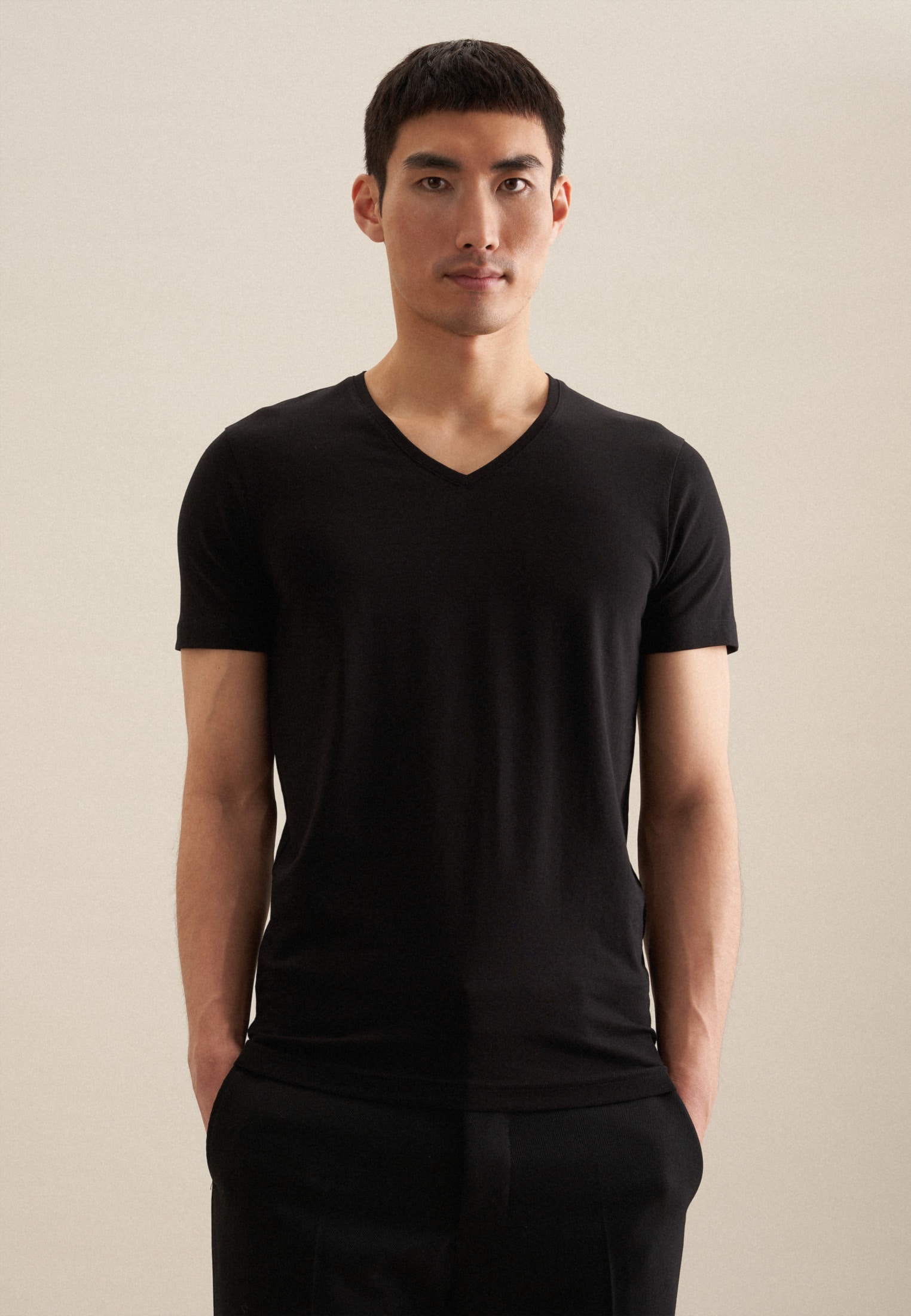 seidensticker T-Shirt »Schwarze Rose«, Kurzarm V-Neck Uni von seidensticker