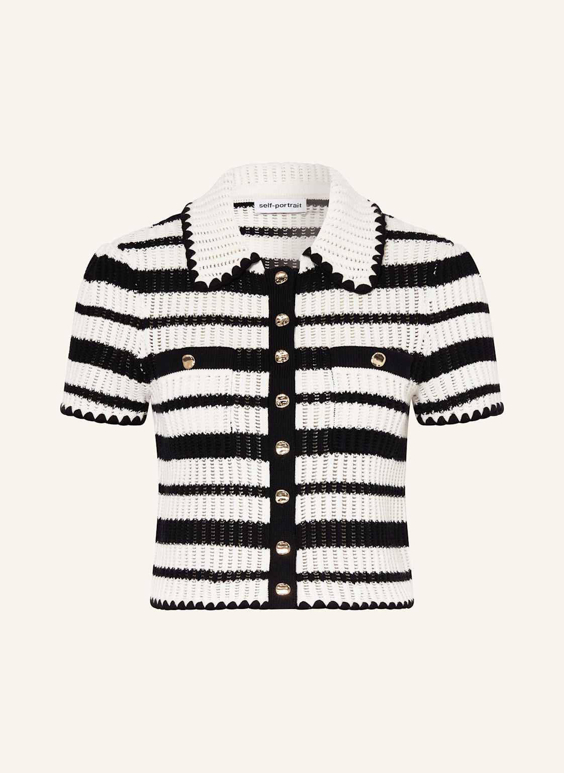 Self-Portrait Strick-Poloshirt schwarz Self-Portrait Strick-Poloshirt schwarz von self-portrait