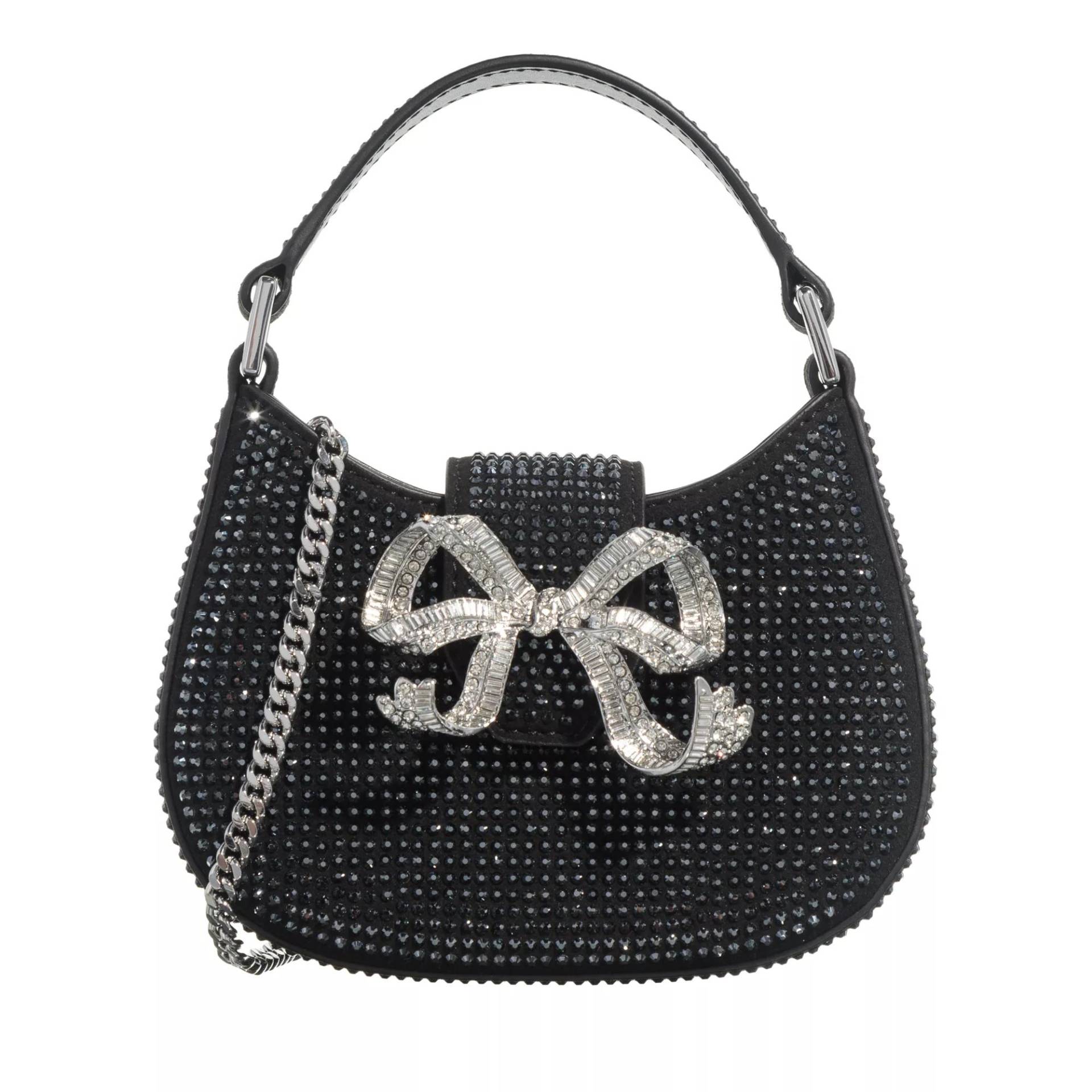 self-portrait Schultertasche - Rhinestone Crescent Bow Micro Bag - Gr. unisize - in Schwarz - für Damen von self-portrait