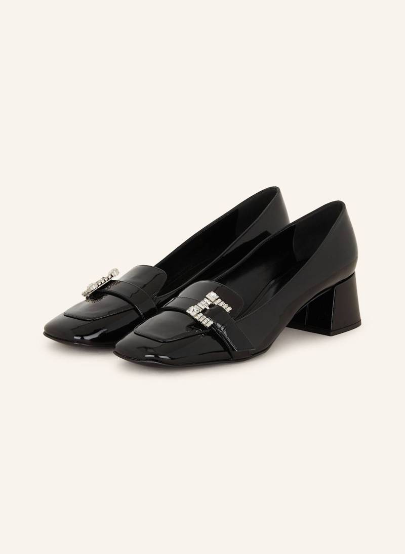 Sergio Rossi Lack-Pumps Pump 45 Mit Schmucksteinen schwarz von sergio rossi