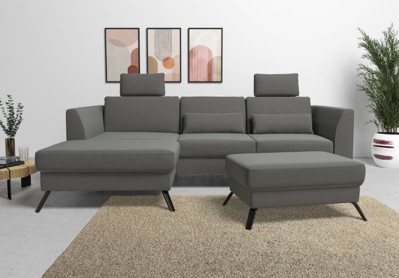 sit&more Ecksofa »Olsen L-Form«, inklusive Sitztiefenverstellung, wahlweise mit Bettfunktion, 15cm hoch von sit&more