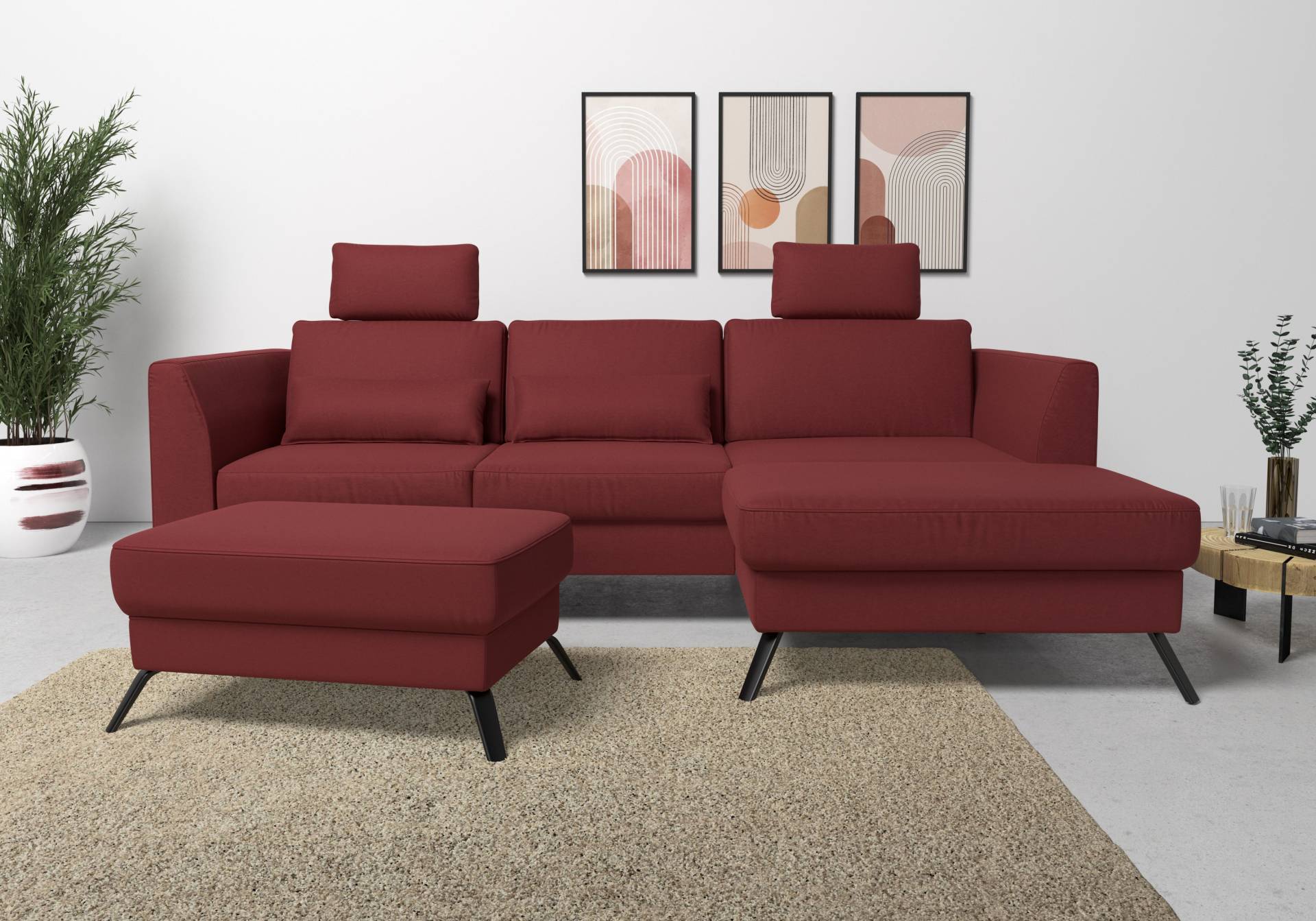 sit&more Ecksofa »Olsen L-Form«, inklusive Sitztiefenverstellung, wahlweise mit Bettfunktion, 15cm hoch von sit&more